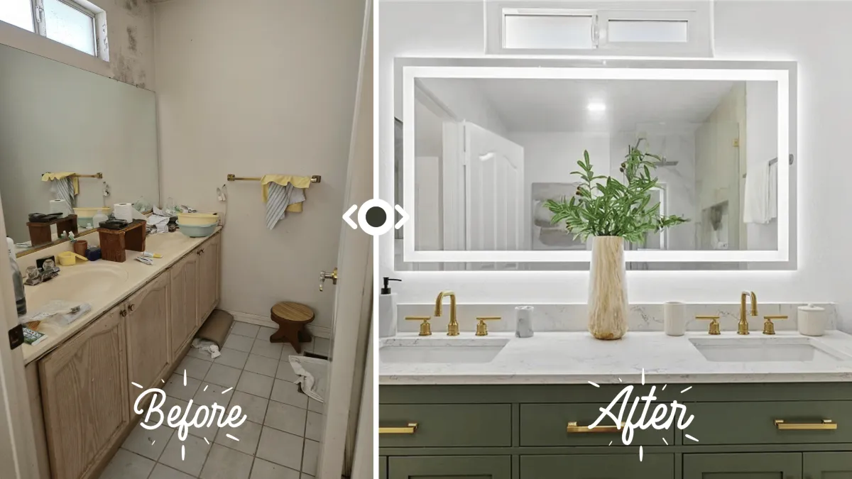 Bath room before and after