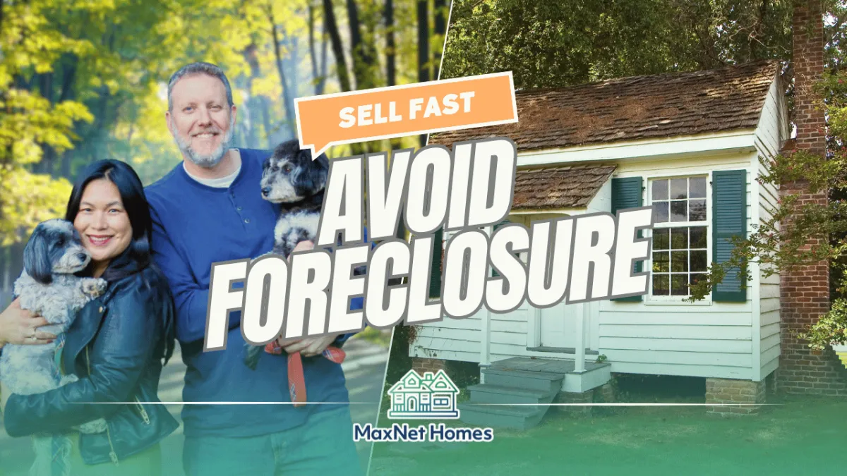 Thumbnail featuring Tricia Watts and her son Joshua on the left, with a split image of a distressed house on the right and overlay text that reads “Sell Fast, Avoid Foreclosure.”