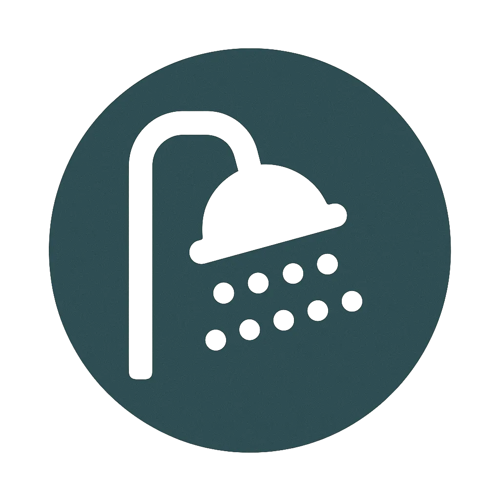 Clean restroom and shower facilities with modern fixtures at Possum Kingdom RV Resort