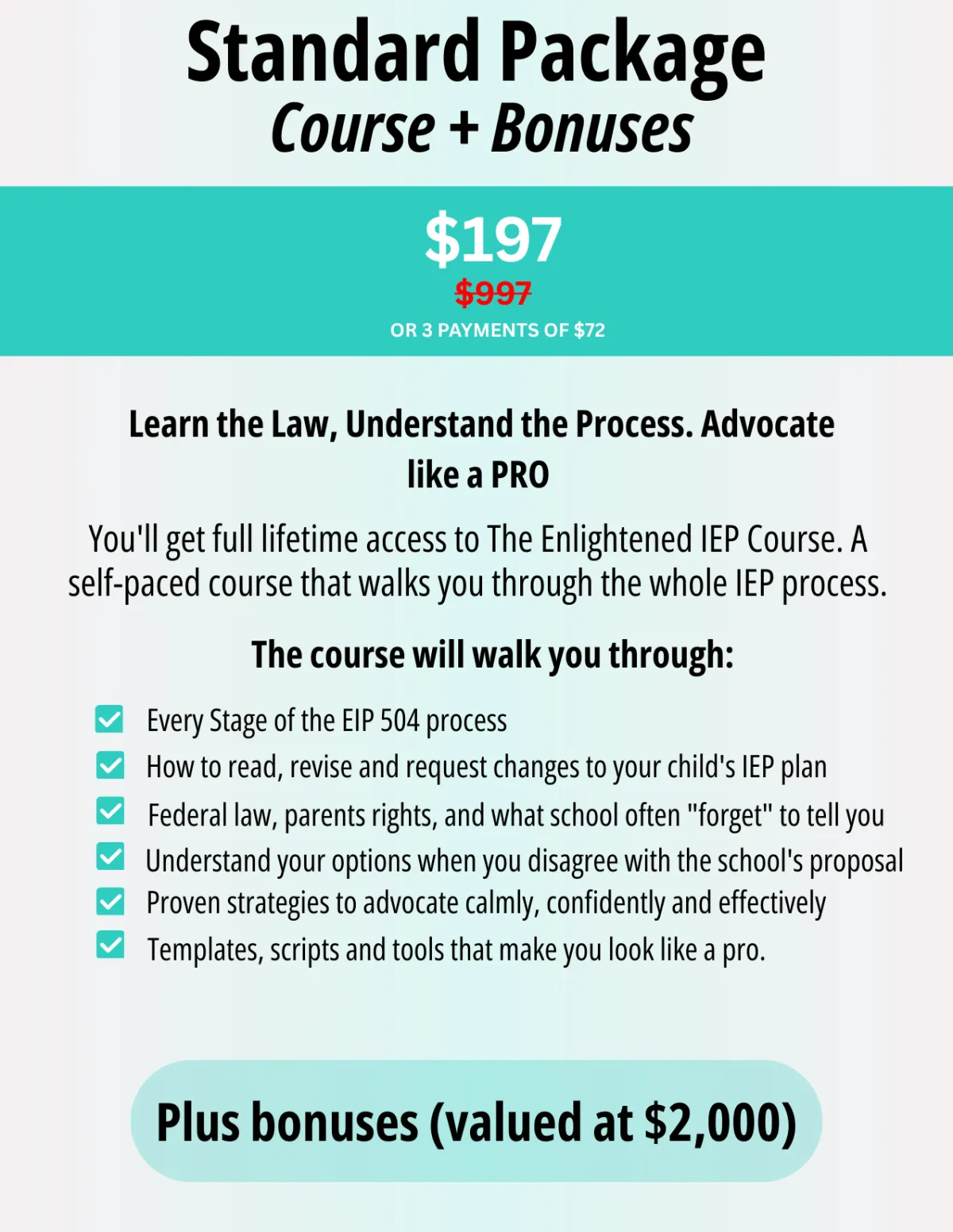 standard package iep course, special education course for parents, the enlightened iep course