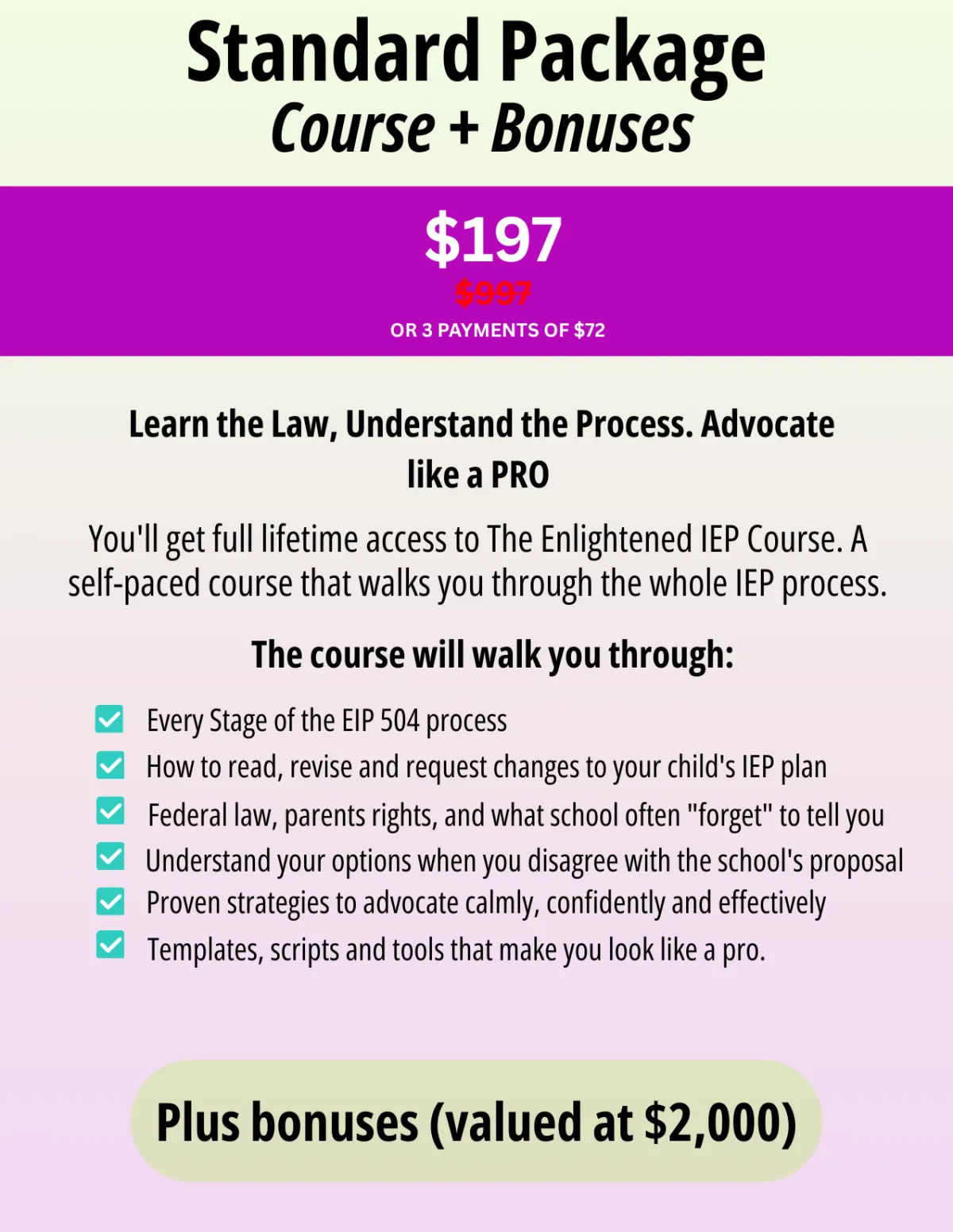 standard package iep course, special education course for parents, the enlightened iep course