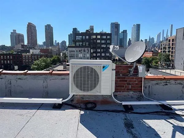 airnizer ductless heating and air conditioning installation on roof top in new york