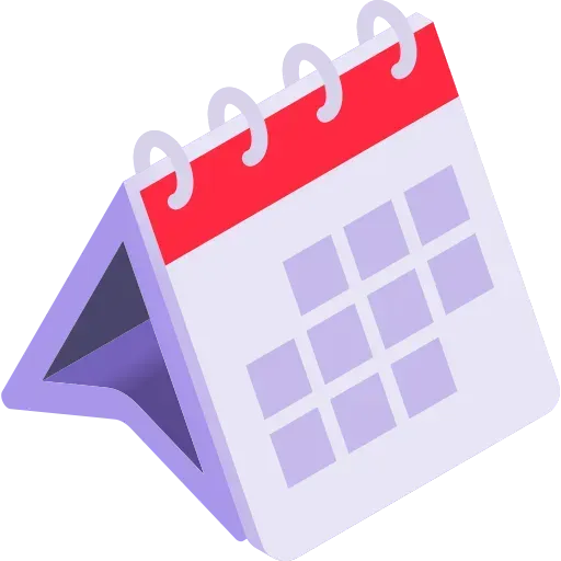 Desk calendar icon representing lesson scheduling, tutoring sessions, reading appointments, and learning calendar management.