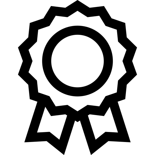 Award ribbon icon representing achievement, excellence, certification, recognition, quality, and success.