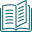 Open book icon representing reading lessons, literacy resources, and educational learning materials.