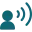 Person with sound waves icon representing one-on-one reading support, personalized tutoring, and interactive learning.