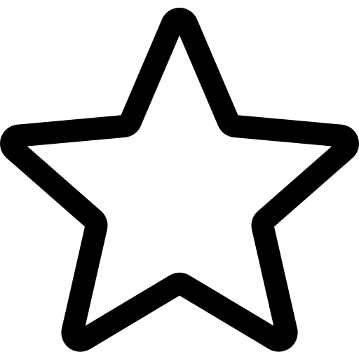 Outlined star icon representing favorites, ratings, featured content, or bookmarks.