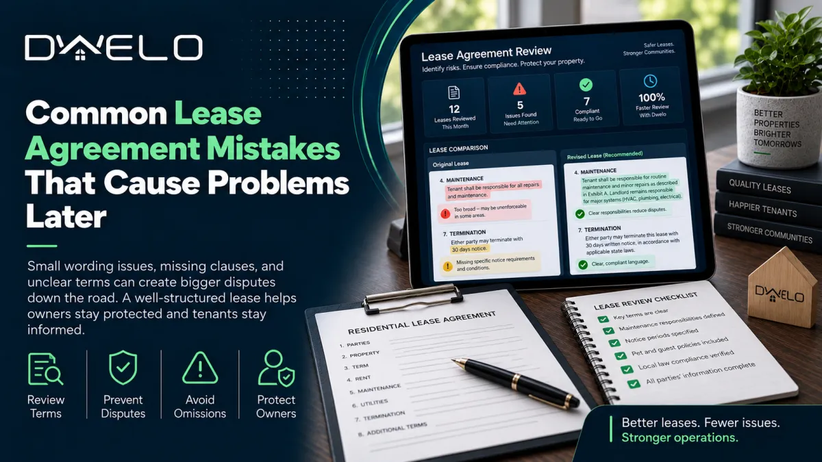 Property manager reviewing a lease agreement to avoid common rental mistakes