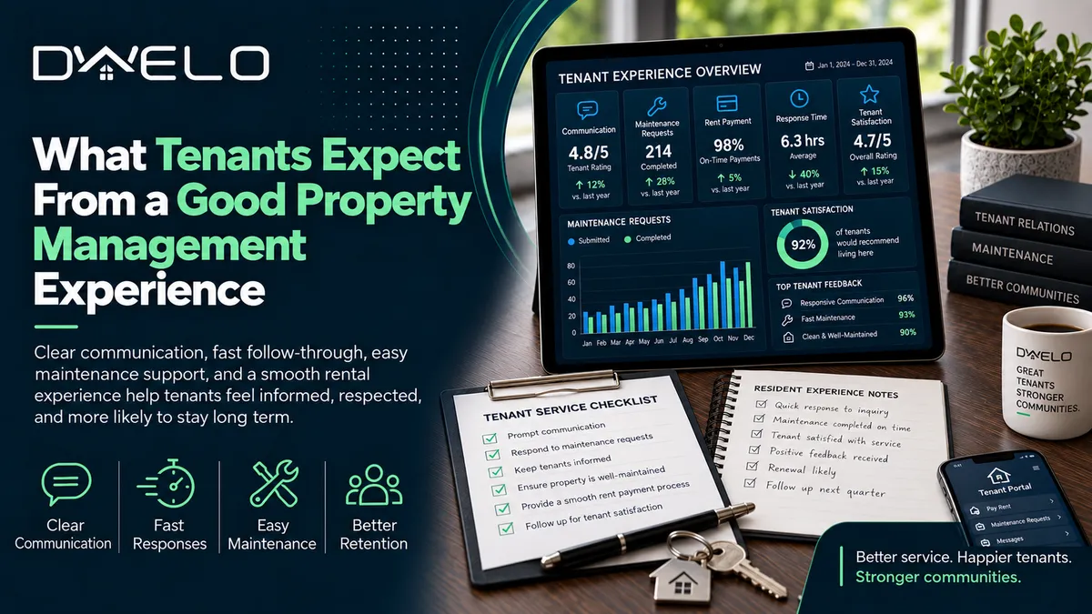 Property manager communicating with tenants and providing a positive rental experience