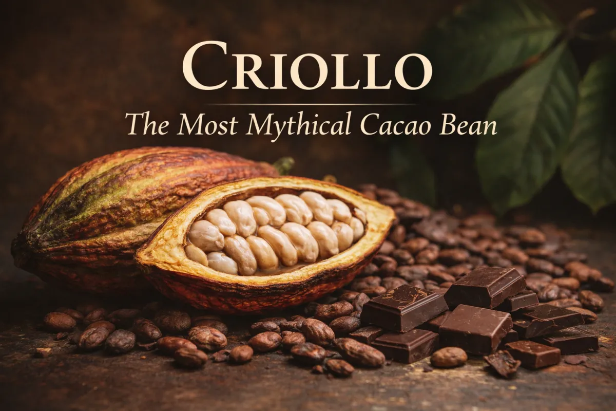 yellow orange open cacao pod with dried beans all around it