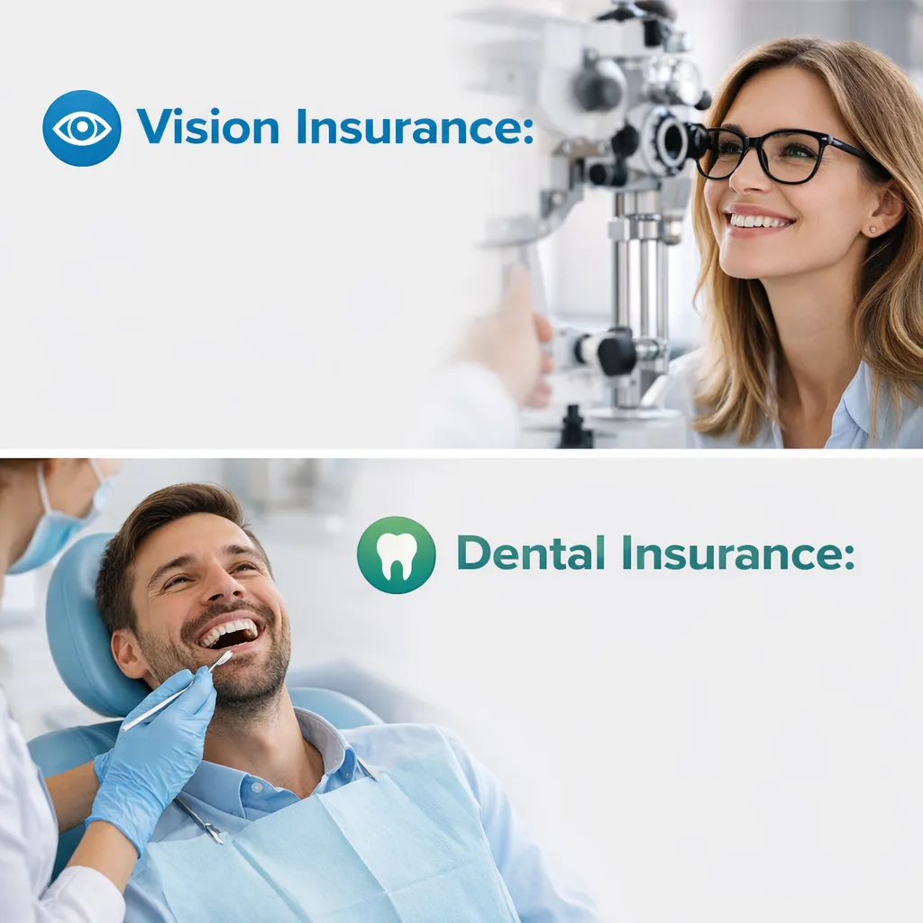 Vision and dental insurance plans for preventive care and coverage