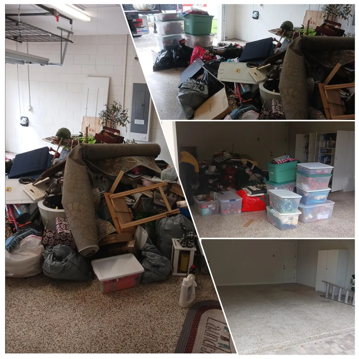 Garage cleanout mixed item removal