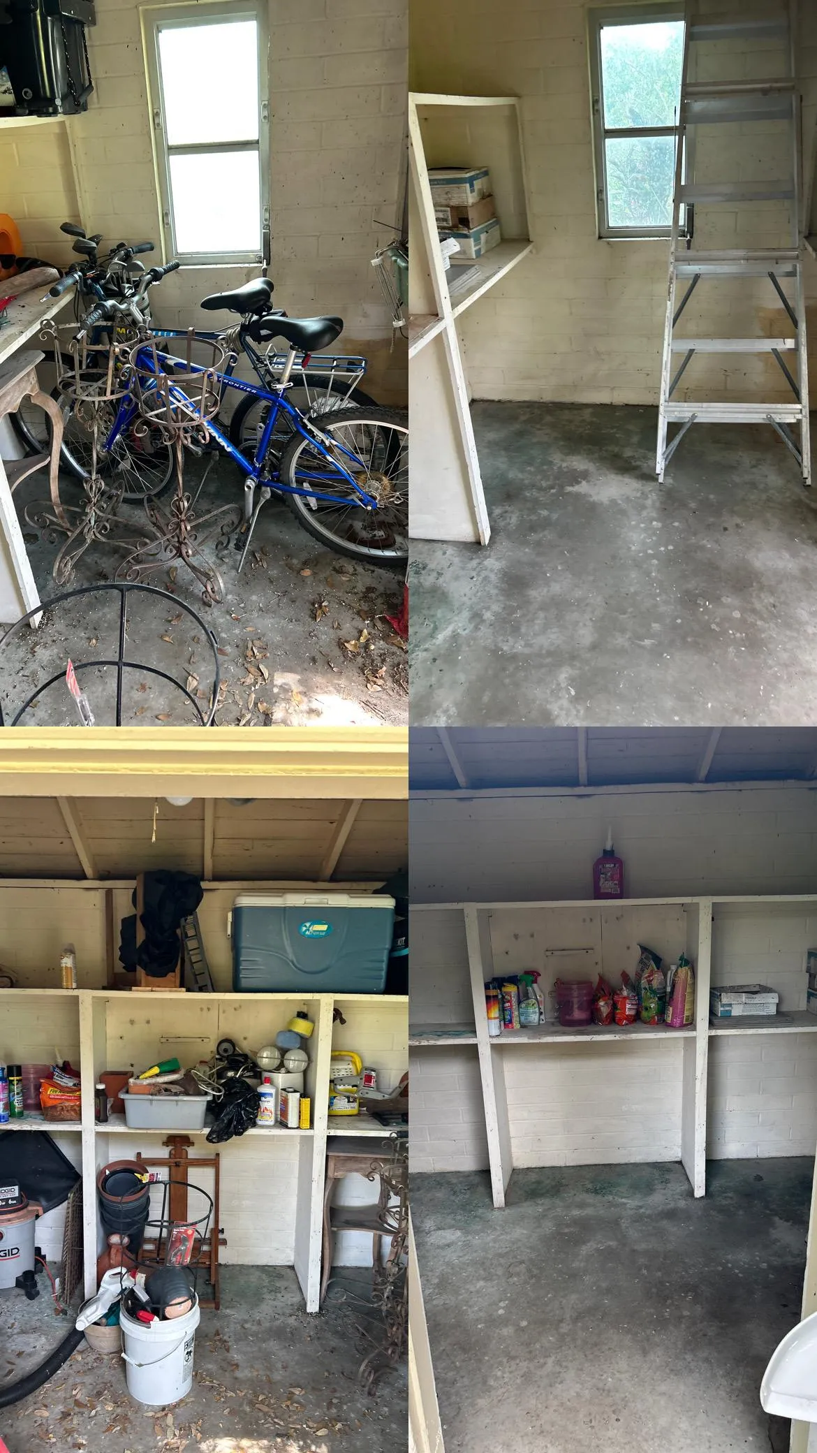 storage room with bikes and yard tools and outdoor essentials