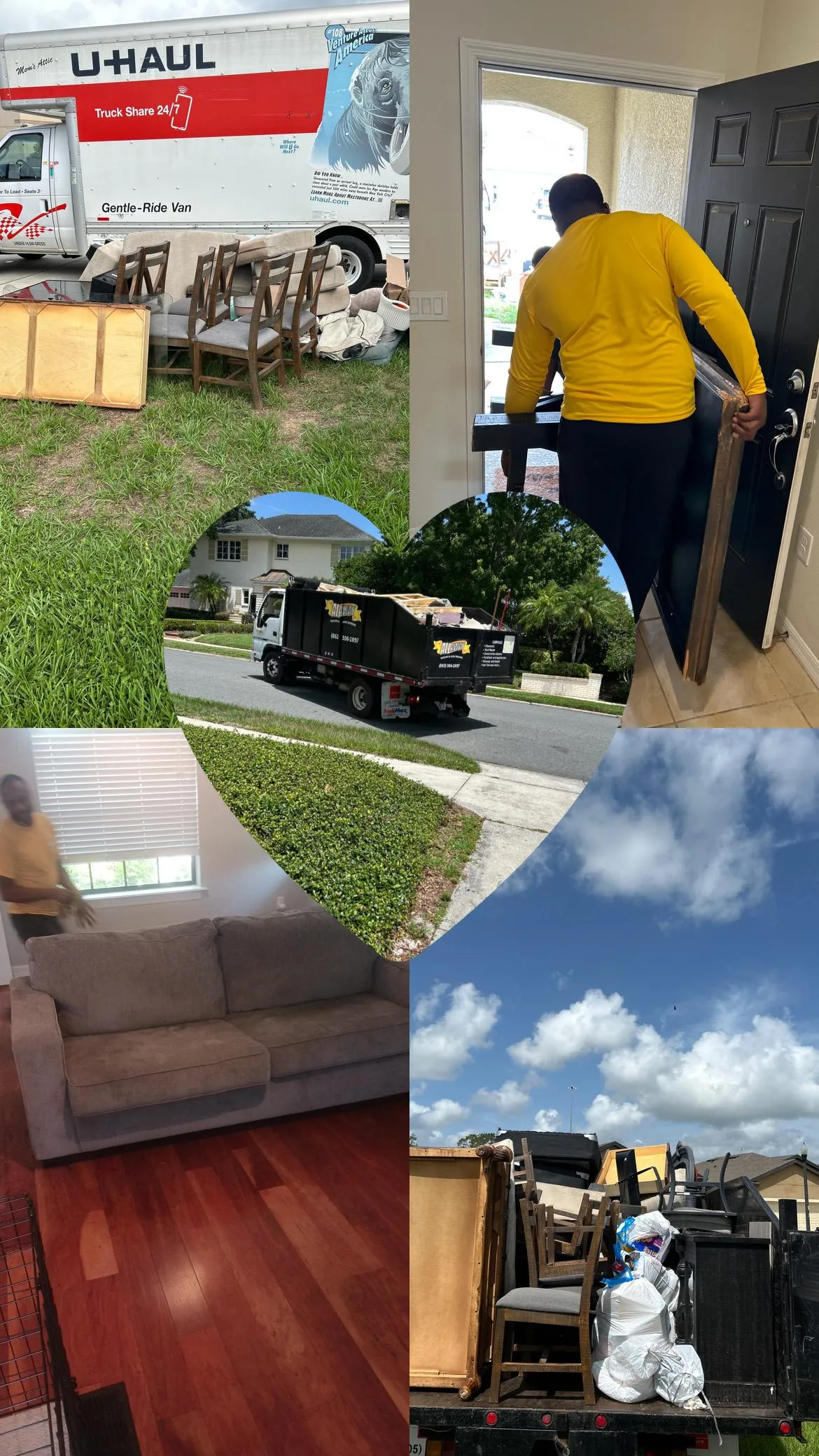 uhaul moving truck with unwanted household furniture and items