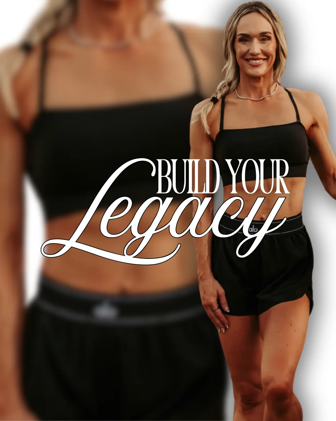 Lindsey Black, founder and head coach of Legacy Physiques, with Build Your Legacy LP branding.