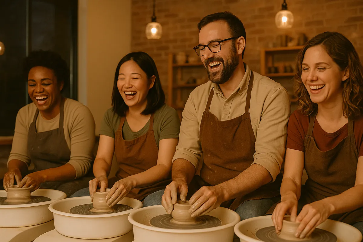 a man is making a vase out of clay