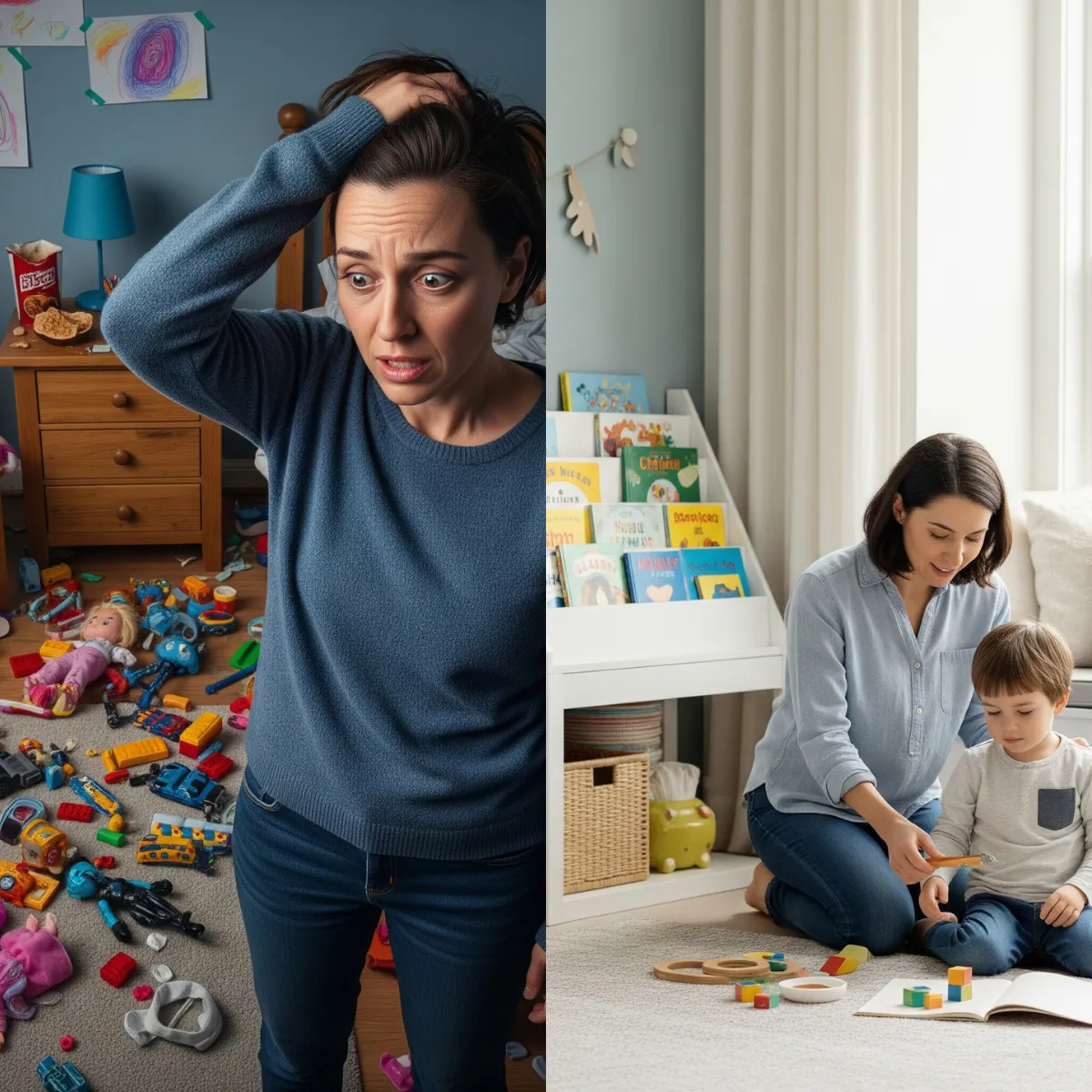 ADHD parenting moment: overstimulation turns into structured play and calm focus