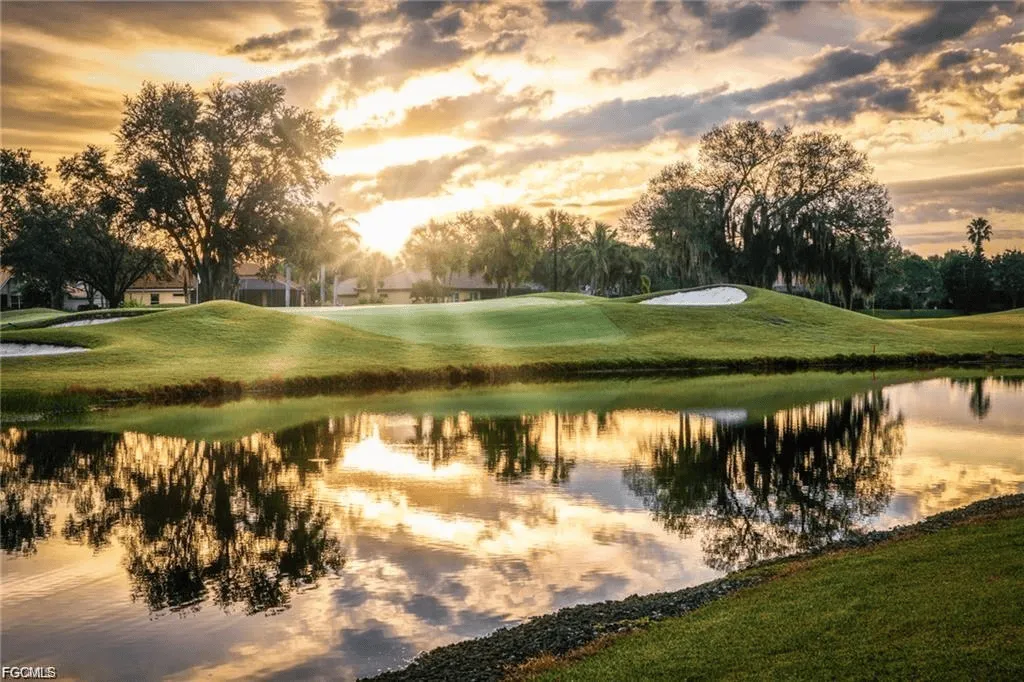 Tom Fazio-designed golf course at The Club at Gateway at sunset, Fort Myers FL 33913