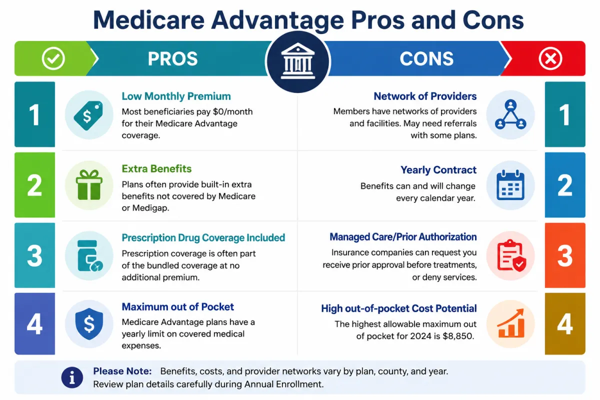 Medicare advantage pros & cons chart
