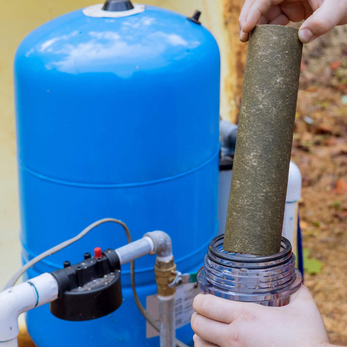 Whole-home sediment filter installation near the main water line