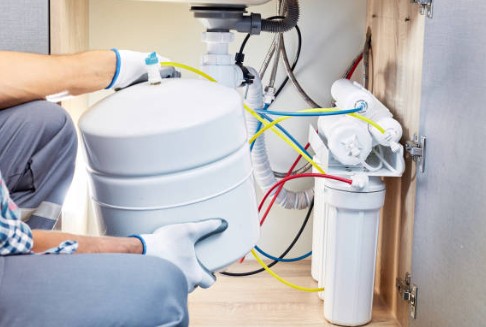 Whole-home PFAS water filter installation in Tempe AZ at main water line