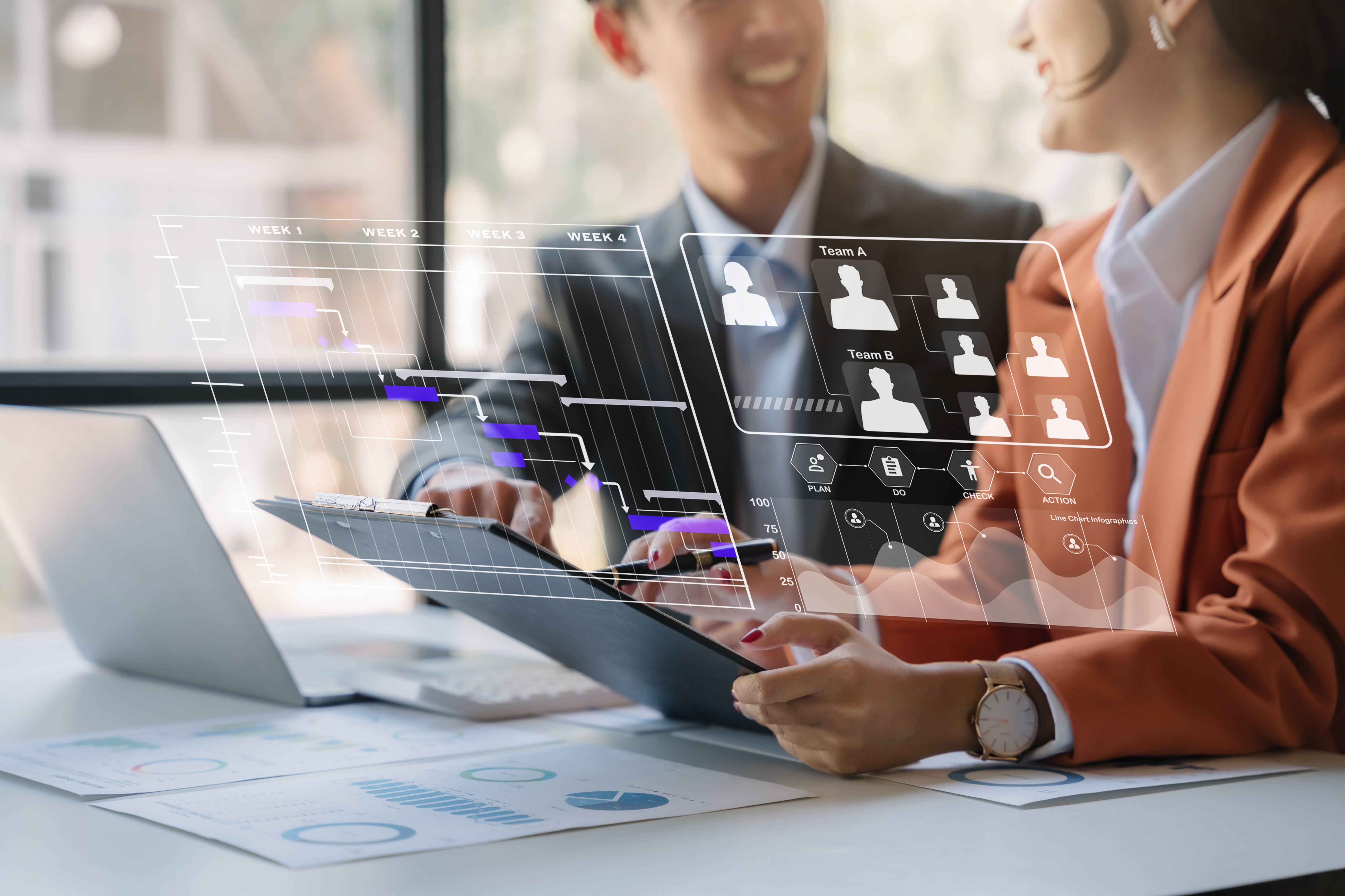 Marketing manager reviewing CRM dashboard on laptop