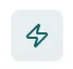 Rounded square icon with teal lightning bolt symbol.
