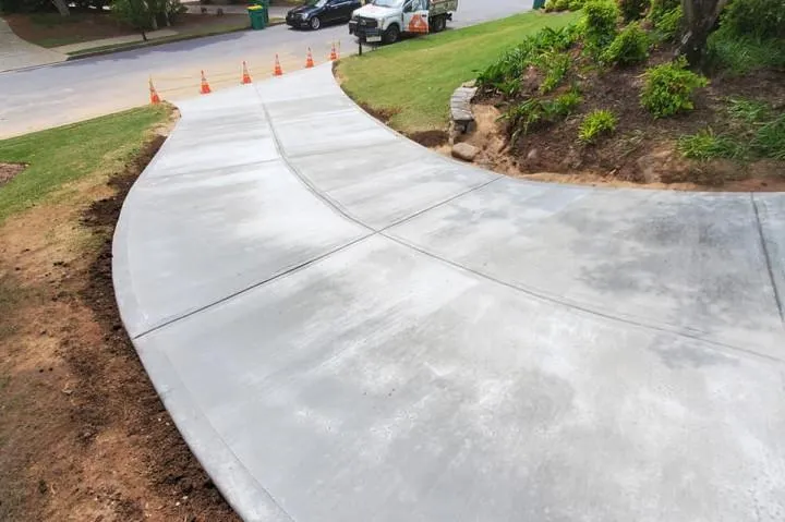 "Stamped concrete driveway installation in Alpharetta, GA by VIP Concrete and Masonry."