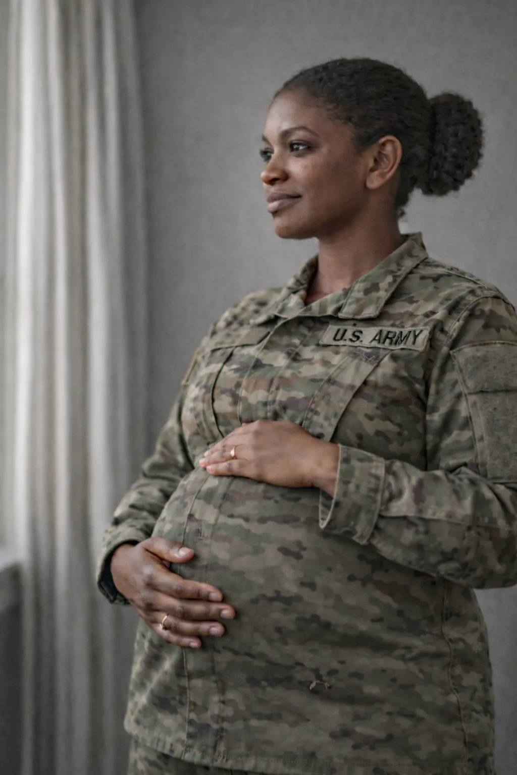 Military family with a newborn in a bright coastal home, highlighting supportive postpartum care.