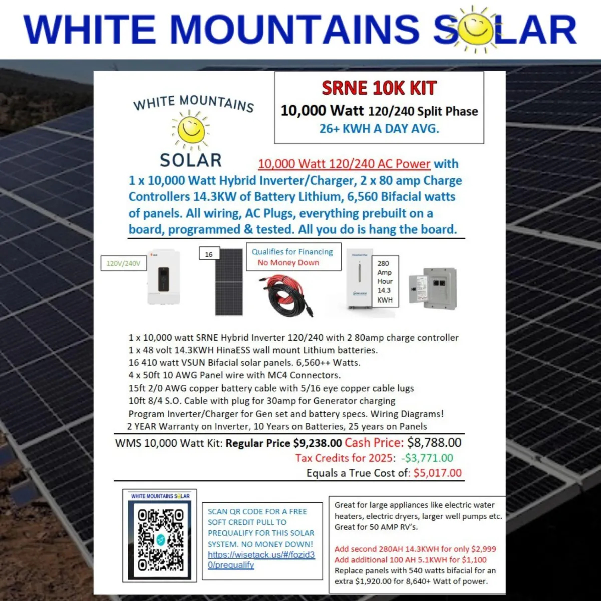 10000 Watt Solar Kit white mountains solar 