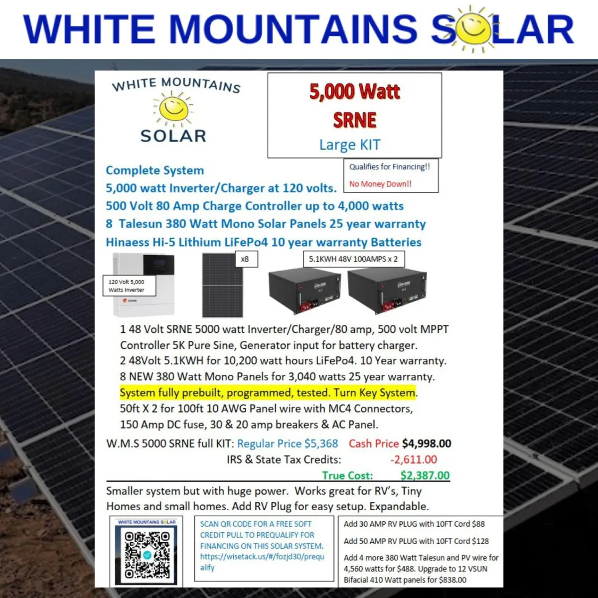 4000 Watt Solar Kit white mountains solar 