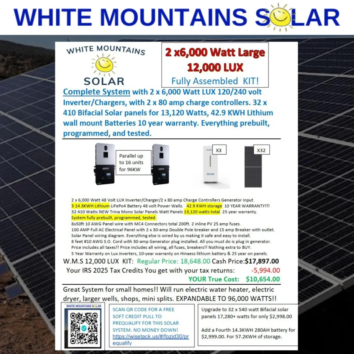 12000 Watt Solar Kit white mountains solar 