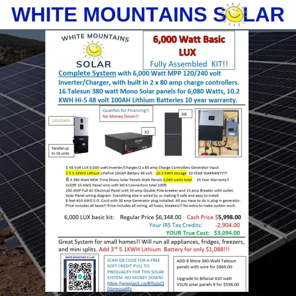 6000 Watt Solar Kit white mountains solar 