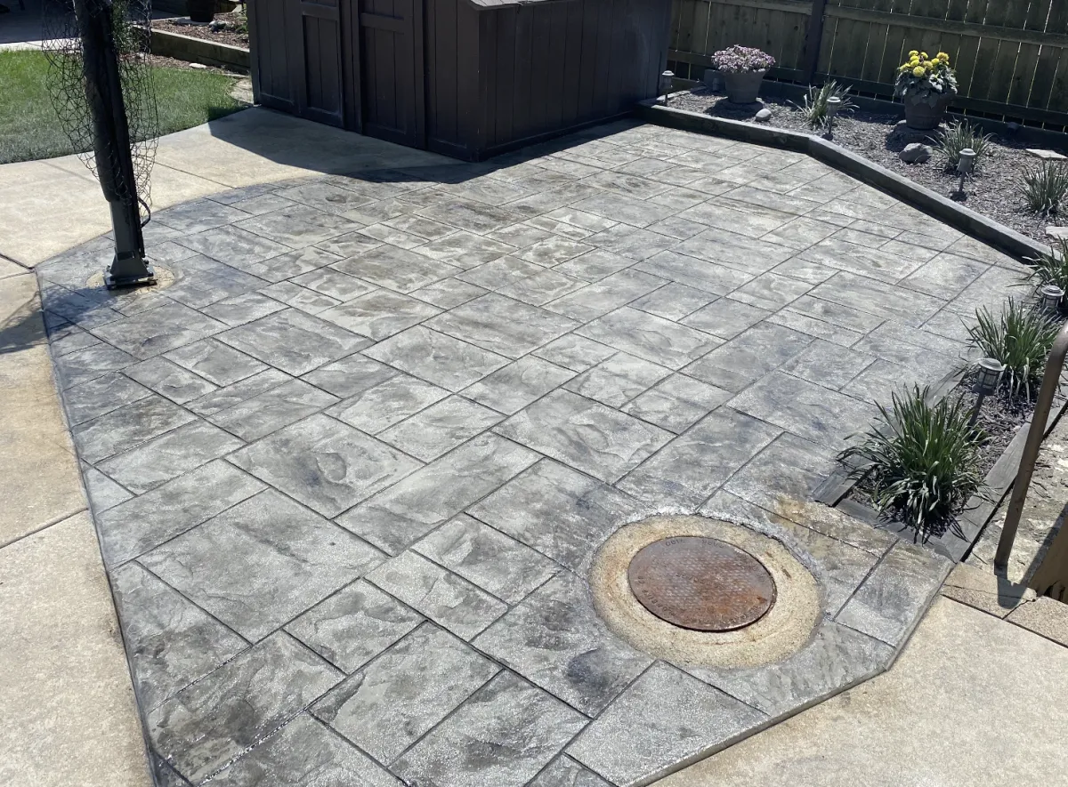Fire pit and stamped concrete Tulsa OK
