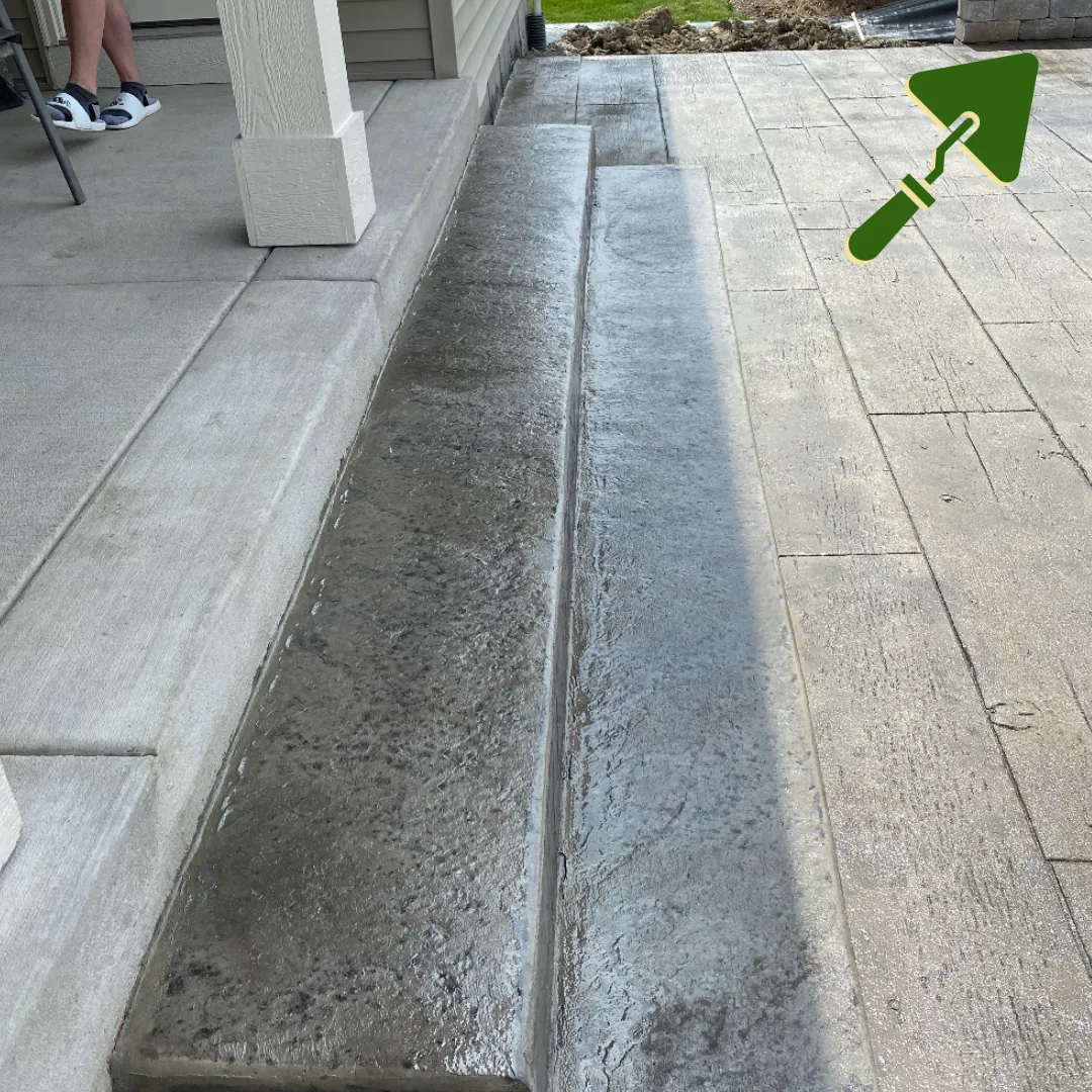 Wood plank stamped concrete patio, Eau Claire WI