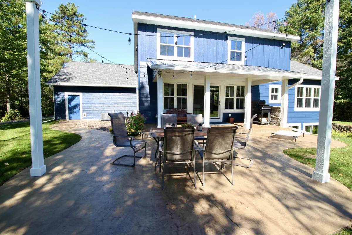 stamped concrete patio with patio cover, Wausau Wisconsin