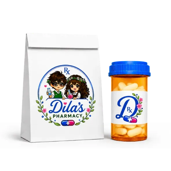 Dila's Pharmacy Limited. - branded pill container and bag