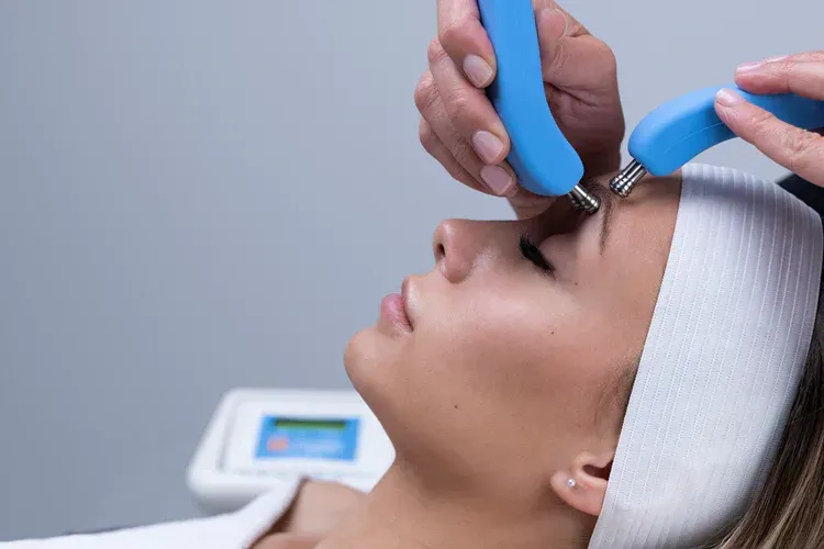 Close-up of a Botox® injection about to be administered to the forehead at Prestige Skin Cambridge