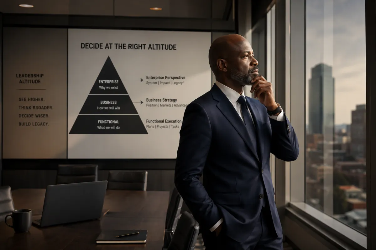 Black Male Executive Contemplating Leadership Decisions
