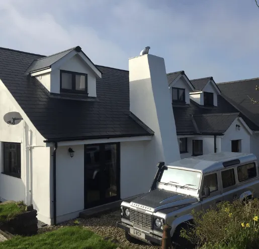 A slate roof we fitted on a house in Cardiff.