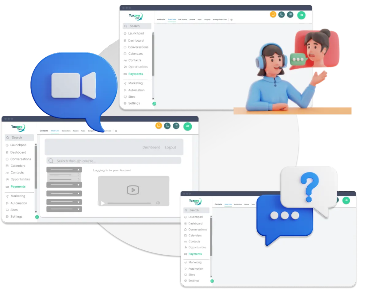 Onboarding Call, Training Portal, Chat Support | taxpro-360