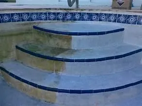 "Before and after acid wash transformation—restoring a stained pool surface to a clean, refreshed finish with professional treatment." This keeps it descriptive, concise, and keyword-friendly. Let me know if you'd like any refinements!