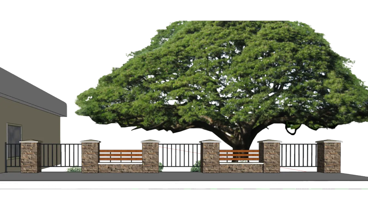 3D hardscape design visualization for Raleigh backyard patio