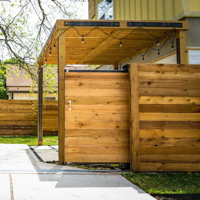 Full-roof covered pavilion structure for year-round outdoor entertaining in Raleigh NC