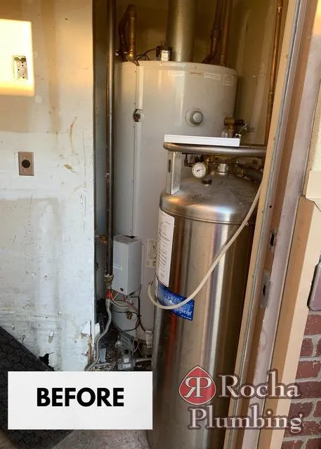 Before image of water heater installation