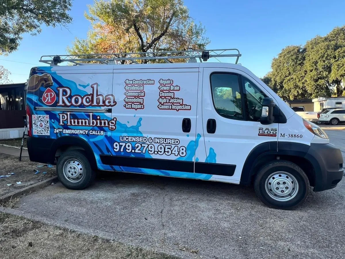 24/7 Emergency plumbing truck ready to serve Brazos County and Robertson County, TX