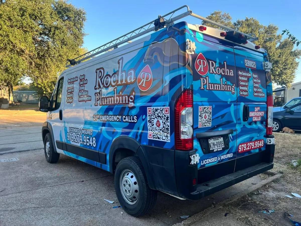 24/7 Emergency plumbing truck ready to serve Brazos County and Robertson County, TX