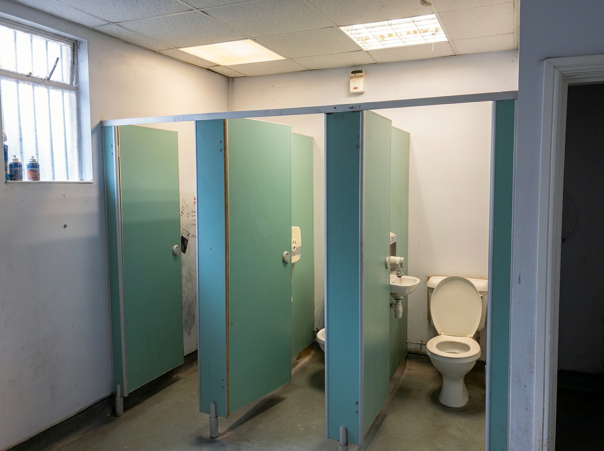 School Toilet Refurbishment Birmingham - newly fitted durable sanitaryware in a school block