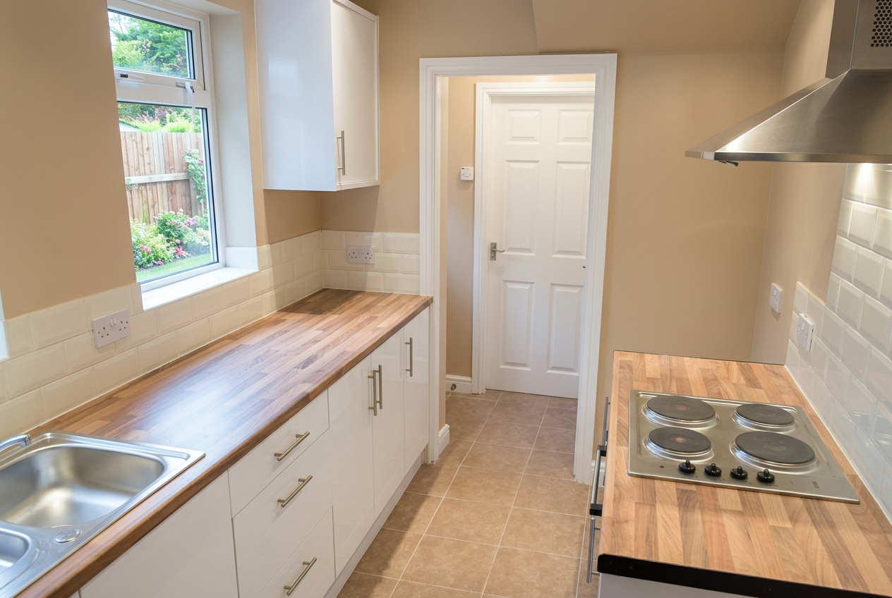 Kitchen Worktop Installation Birmingham - new solid surface worktop fitted around a sink