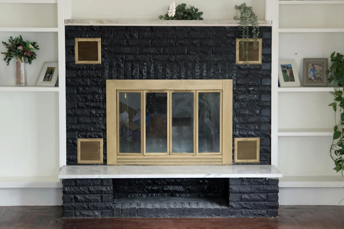Stone fireplace surround installation in a Cleveland home
